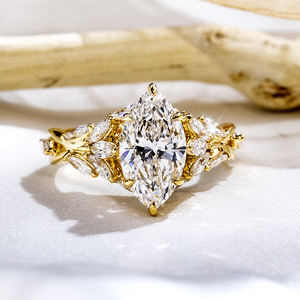 MSR-1883 Jóias para Mulheres Ouro 18k Marquise Cut 3 Carat Lab Grown Diamond <span class=keywords><strong>Darry</strong></span> <span class=keywords><strong>Ring</strong></span> - Product Image 1