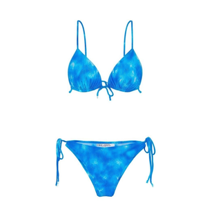 HDJ <b>Bikini</b> <b>Set</b> Blue Tie Side String Swimwear Women 2 Piece Regular Fit Printed Spandex Polyester Stretch Beachwear - Product Image 4