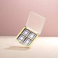 Noir carré transparent couvercle maquillage emballage galvanoplastie ombre à paupières palette blush poudre boîte vide