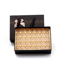 Schwarze Schubladen-Geschenkbox, individuell gestaltbar, für 35 Pralinen und Erdbeeren, Verpackungsboxen mit Geschenktüten