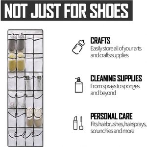Over the Door Shoe Organizer, 24 Large Breathable Mesh <b>Pockets</b>, Hanging Storage Holder, Hanging Shoe Organizer - Product Image 4