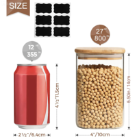 Ensemble de bocaux de conservation alimentaire en verre borosilicate DAJI HYDRO avec couvercle triangulaire en bambou, compatibles micro-ondes et lave-vaisselle, hermétiques