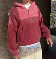 Sweat à capuche thermique décontracté surdimensionné en coton 100 % avec logo brodé personnalisé, coupe carrée, en maille gaufrée délavée style vintage pour homme