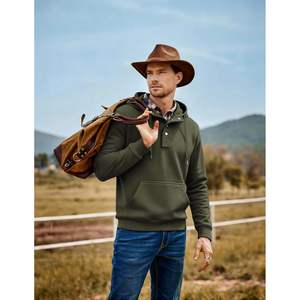 Personnalisé hommes 2025 décontracté mode XL taille automne/hiver quart cordon de serrage à capuche pull bouton hiver chemise à capuche poche solide - Product Image 3