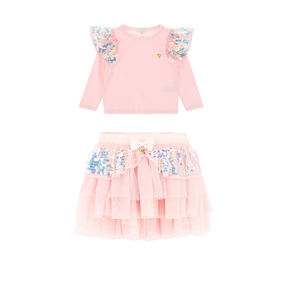 Conjuntos de princesa de malla con lentejuelas de estilo americano a la moda Super Hada niños Top y falda conjuntos de ropa para niñas - Product Image 2
