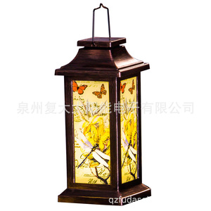 Solar Garden Lantern <b>Led</b> Plastic Outdoor Hanging Decor <b>Light</b> With Butterfly Pattern For Patio Yard - Product Image 5