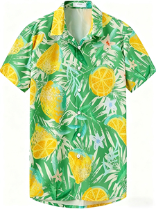 Hawaii Áo Sơ Mi Cho Nam Giới, Unisex Mùa Hè Bãi Biển Giản Dị Ngắn Tay Áo Nút Xuống Áo Sơ Mi, In Palmshadow Quần Áo - Product Image 1