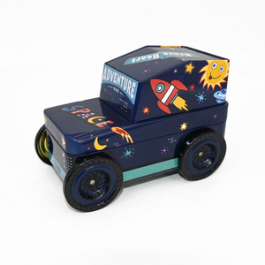 Boîte de rangement en métal en forme de voiture spatiale, boîte en métal imprimée en forme de jouet, emballage cadeau pour enfants - Product Image 4