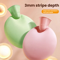 Bouillotte ronde en PVC, mini chauffe-mains rechargeable avec housse en peluche, et poche à glace
