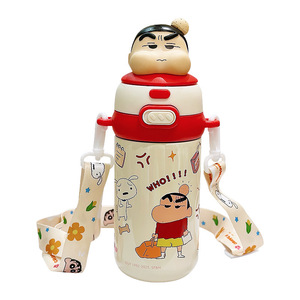 Crayon Shinchan <b>Insulated</b> Water Bottle For Children With Strap 500Ml Portable Thermos <b>Cup</b> School Use - Product Image 1