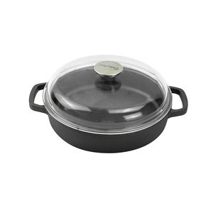 Poêle à frire en fonte pré-assaisonnée de haute qualité Couvercle en verre écologique Deux poignées latérales Design moderne pour la <span class=keywords><strong>friture</strong></span> Wok de cuisson - Product Image 4