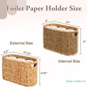 Support de papier toilette en jacinthe d'eau naturelle tressé à la main avec poignées intégrées pour salle de bain – Offre spéciale - Product Image 2
