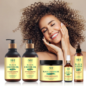 Marque privée vente en gros Ensemble de soins capillaires à l'huile de ricin Produits pour <span class=keywords><strong>cheveux</strong></span> bouclés pour femmes noires Huile de ricin pour la croissance des <span class=keywords><strong>cheveux</strong></span> - Product Image 2