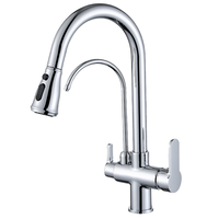 Robinet de cuisine moderne à trois voies en laiton 304 monté sur pont, eau chaude et froide, eau purifiée, filtre à eau, robinet de cuisine à trois voies