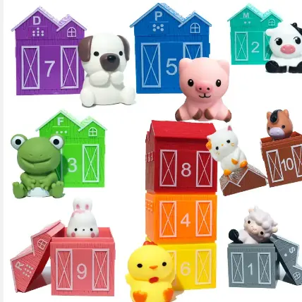 Giocattolo educativo per bambini Montessori pupazzi sensoriali in Silicone giocattoli per dita corrispondenti al conteggio giocattoli per dita animali da fattoria