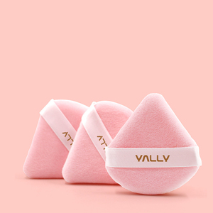 Esponja de maquillaje de dedo triangular rosa con logotipo personalizado, esponja de polvo cosmético con diseño personalizado - Product Image 1