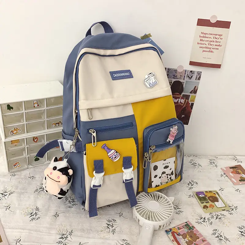 SC018 New Style School Bag for Adult Children School Student Backpack Nylon Cow Pendant Teenager Book Bag Mochilas Escolares