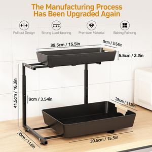 Nuovo Organizzatore Scorrevole Regolabile a 2 Livelli in Metallo per <span class=keywords><strong>Cucina</strong></span>, Cesto Estraibile Sottolavello con Armadietto Contenitore - Product Image 2
