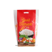 Sac d'emballage pour riz avec poignée, impression de logo personnalisée, 2,5 kg, 3 kg, 4 kg, 5 kg, nylon PA PE, fermeture à trois côtés