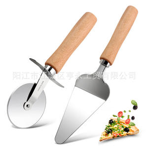 Cuchillo para pizza con mango de madera Yangjiang, espátula cortadora de pizza de acero inoxidable para servir pizza, queso y pasteles, herramienta de cocina. - Product Image 3