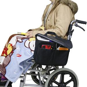 Borsa portaoggetti nera per sedie a rotelle con bracciolo tascabile porta accessori per riabilitazione - Product Image 6
