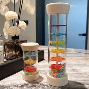 Nouveau jouet musical en bois pour enfants, puzzle Montessori, éducation précoce, entraînement de la coordination œil-main, tambour de pluie - Product Image 2