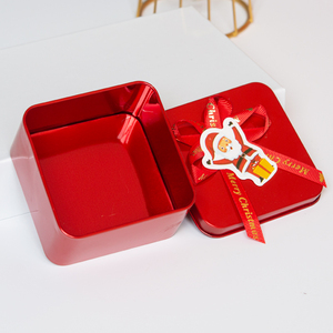 מותאם אישית פנטה לחג המולד צבע אדום להגדיר צנצנות מתכת ריקה עבור ממתקי שוקולד עבור מלאכה ומדבקות - Product Image 3