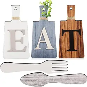 Farmhouse Hanging Art Kitchen Eat Sign Fork and Spoon Rustic Wall Decor