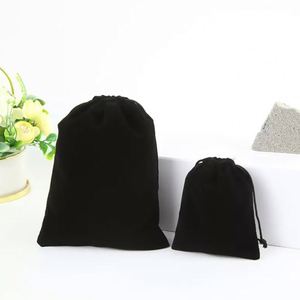 Wholesale Luxury Velvet Flannel Clothes Dust Bag Customized Black Color <b>Drawstring</b> <b>Pouch</b> With Logo Printing - Product Image 5
