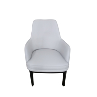 Fauteuil d'appoint moderne et élégant en cuir PU noir et blanc pour hôtel, café, restaurant, avec pieds en bois