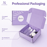 Boîte d'expédition pour produits de soin de la peau en carton ondulé, écologique, recyclable, avec impression double face et logo personnalisé, et inserts.