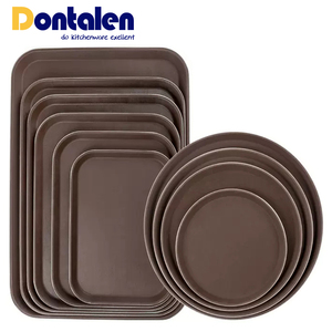 AZKEEGREY 4 Bandejas Redondas Antideslizantes De 28 Cm, Color Negro, Bandeja Redonda Con Alfombrilla Antideslizante Para Servir