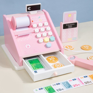 <span class=keywords><strong>Caisse</strong></span> <span class=keywords><strong>enregistreuse</strong></span> <span class=keywords><strong>en</strong></span> <span class=keywords><strong>bois</strong></span> rose réaliste pour enfants, nouveau <span class=keywords><strong>jouet</strong></span> éducatif pour garçons et filles, jeux de supermarché, jeu de rôle caissier - Product Image 2