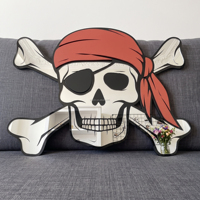 Miroir mural autocollant en forme de pirates squelettes, style anime, tendance, facile à installer, personnalisable pour la maison et la chambre - Grande Vente