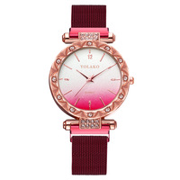 Jam Tangan Wanita Digital Gradasi Eropa-Amerika Terlaris, Jam Tangan Quartz Tali Magnetik, Kustomisasi Pabrik