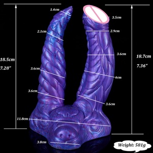 LUUK Silicone Animal Double <b>Dildo</b> with Sucker Sex Toys Blue Demon Lesbian Sexy Penis Anal Plug Cock Masturbator Adult 18 - Product Image 6