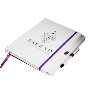 Tùy chỉnh <span class=keywords><strong>A4</strong></span> PU da ràng buộc Tạp Chí 8x11 Lưu ý sách với Vàng logo cá nhân trắng máy tính xách tay ban nhạc đàn hồi Bút in phong cách - Product Image 1