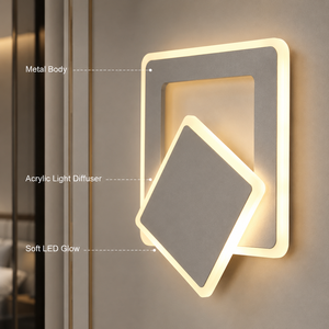 Applique murale LED moderne en acrylique, design géométrique en métal, montage mural, décoration intérieure pour chambre à coucher, salon, hôtel, 13W - Product Image 3