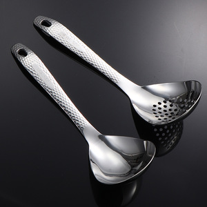 Cuillère à œuf de dinde épaissie en acier inoxydable 304, cuillère à soupe, passoire à poivre, ensemble de service, texture martelée, pour la soupe domestique - Product Image 3