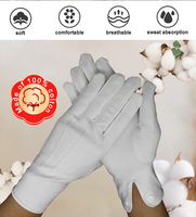 Gants de défilé blancs de fanfare en coton avec manchette en plastique