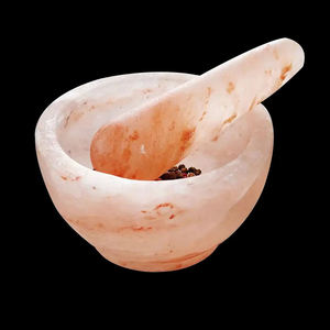 Mortier et pilon en sel rose de l'Himalaya sculpté à la fleur, article de décoration pour la maison, mortier et pilon de haute qualité - Product Image 4