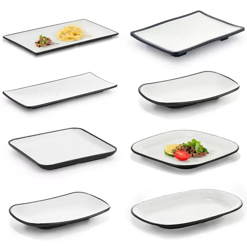 Japanese Sushi Dinner Set Restaurant Rectangular Serving Tray Plate Sauce Dish and Chopsticks Sushi Dinnerware Set