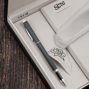 Bộ bút bi thép không gỉ mực đen khắc logo tùy chỉnh, chất liệu kim loại cao cấp, kèm hộp quà tặng - Product Image 5