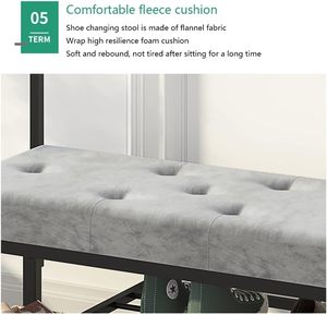 Appendiabiti da Ingresso in Ferro Battuto <span class=keywords><strong>con</strong></span> Panca Portascarpe e 2 Ripiani Portaoggetti, Ganci per Abiti, per Negozi di Abbigliamento - Product Image 6