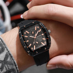 남성을위한 독특한 실리콘 젤리 시계 패션 스퀘어 디자인 석영 남성용 시계 블랙 고딕 펑크 캐주얼 스포츠 손목시계 - Product Image 3