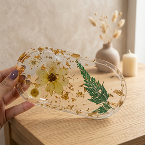 Plateau de service en résine haut de gamme fait main, durable et écologique, pour plantes, fêtes, café, thé, collations, table à manger, cuisine, salle de bain, coiffeuse, maison - Product Image 4