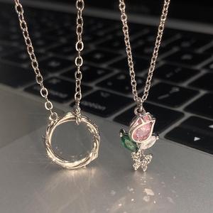 Collier pendentif croix en argent pur S925 avec perles de millet, blanc pur, luxe, romantique, style médiéval, pour mariage - Product Image 3