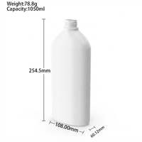 Bouteille en plastique HDPE ovale de 1050 ml avec bouchon à clapet pour shampoing, gel douche, savon liquide, lotion, emballage OEM, fabricant