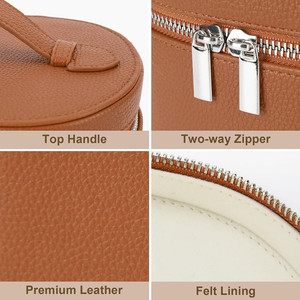 Borsa da trucco in <span class=keywords><strong>pelle</strong></span> di grande capacità divisore portatile Organizer cosmetico custodia lettera con cerniera da viaggio per articoli da toeletta - Product Image 6