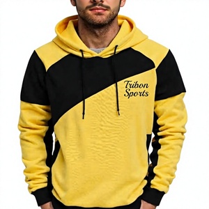 เสื้อฮู้ดผู้ชาย Tribon Sports สีเหลืองดำ แต่งสีแบบ Color Blocking ผ้า French Terry มีกระเป๋า สวมใส่สบายๆ สำหรับฤดูใบไม้ร่วง - Product Image 1